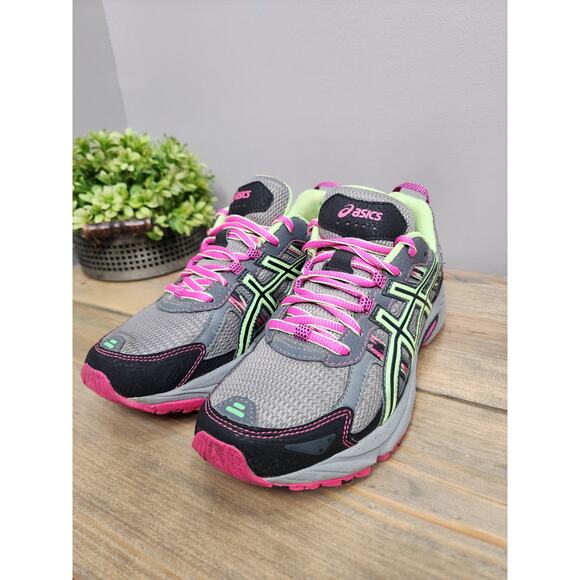 Asics Gel Venture 5 Athletic Running Shoes Gray/Lime/Pink Women's 7.5 - Picture 5 of 8